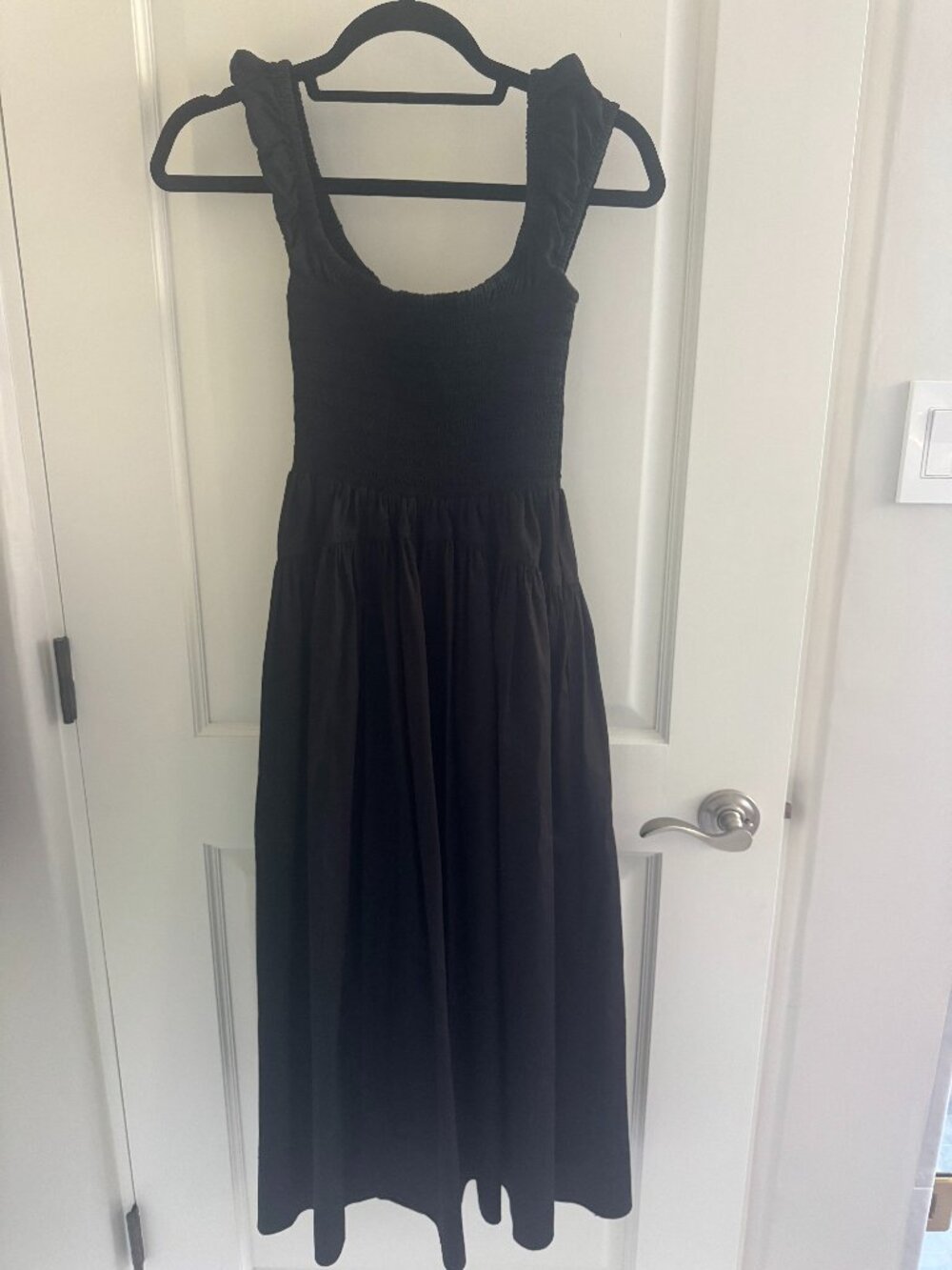 La Ligne Vivian Smocked Midi Dress Black Size XS